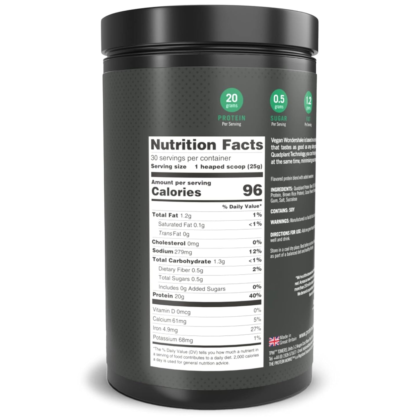 Vegan Wondershake Protein Shake - Cookies 'n' Cream Flavor | Super Smooth, Amazing Taste | 30 Servings by The Protein Works