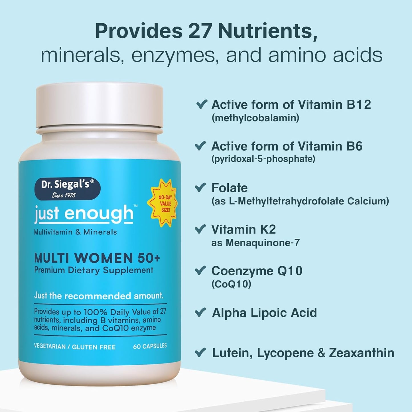 Vegetarian Multivitamin for Women 50 Plus - 60 Capsules - Women's Health Supplements - Daily Multivitamin for Women 50 and Over - 60 Servings