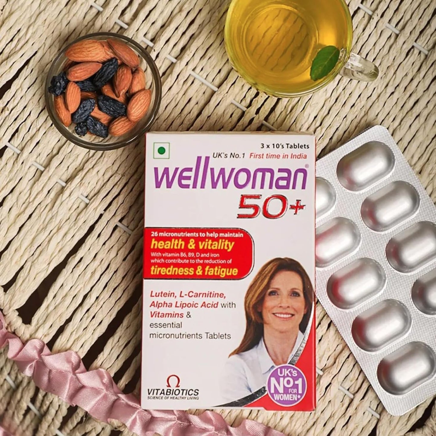Vegetarian Women's 50+ Multivitamin with Vitamins, Iron, Calcium, Amino Acids for Menopausal Support, Energy, Vision, Heart Health - 30 Tablets