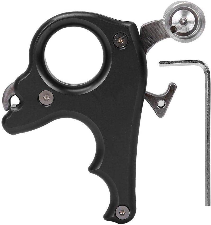 VGEBY1 Archery Thumb Trigger, 3 Finger Release Aid Grip Caliper for Bows - Black Shooting Tool