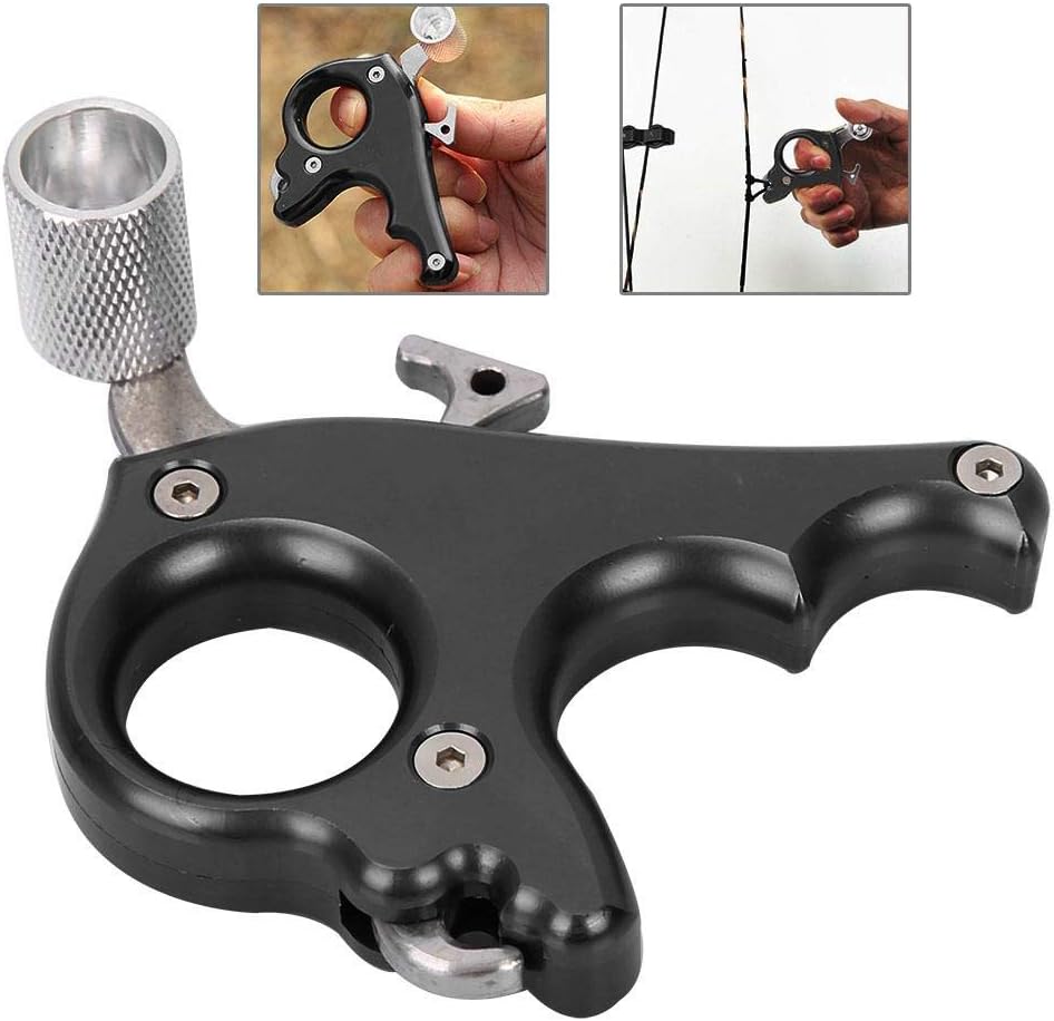 VGEBY1 Archery Thumb Trigger, 3 Finger Release Aid Grip Caliper for Bows - Black Shooting Tool