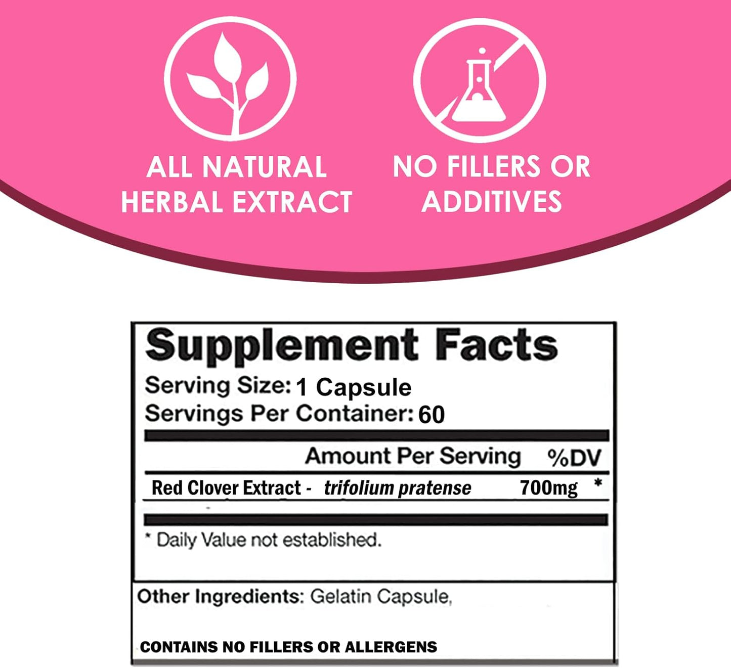 VH Nutrition RED Clover Capsules - 700mg Extract for Hormone Balance and Menopause Support in Women - Natural Relief for Hormonal Fluctuations and Well-Being - 60 Count