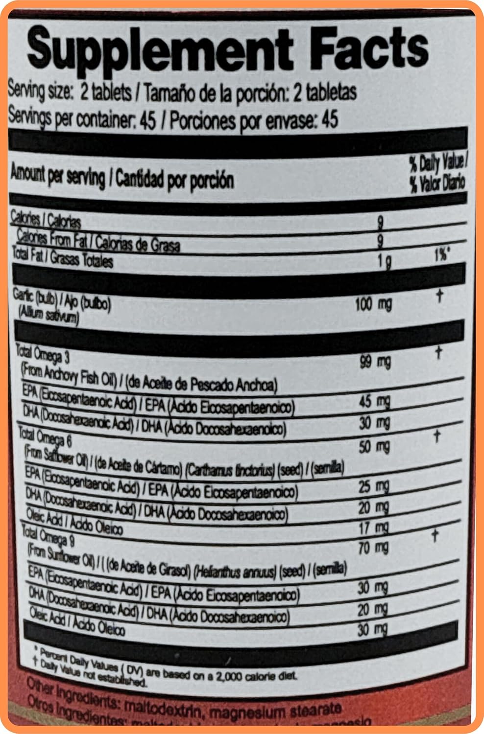 vidaherbal Black Garlic and Omega 3-6-9 Tablets - 90 Count (700mg) Dietary Supplement with AJO Negro