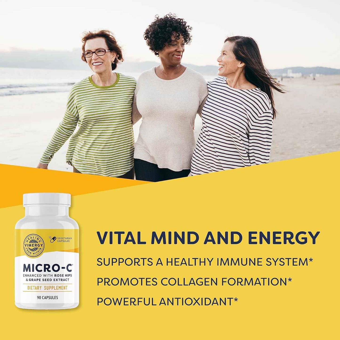 Vimergy Micro-C® Vitamin C Capsules – 500mg per Capsule, Supports Immune Health*, Promotes Collagen Production, Supports Healthy Bones*, Kosher, Vegan & Gluten-Free, Travel Size 90 Capsules