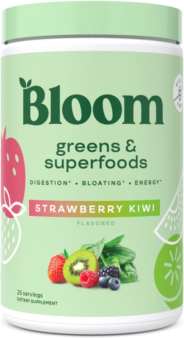 VitaBoost Bloom Greens Superfoods Powder - Probiotics for Digestive Health, Bloating Relief - Women's Digestive Enzymes Gut Health - 25 Servings, Kiwi Strawberry Pack