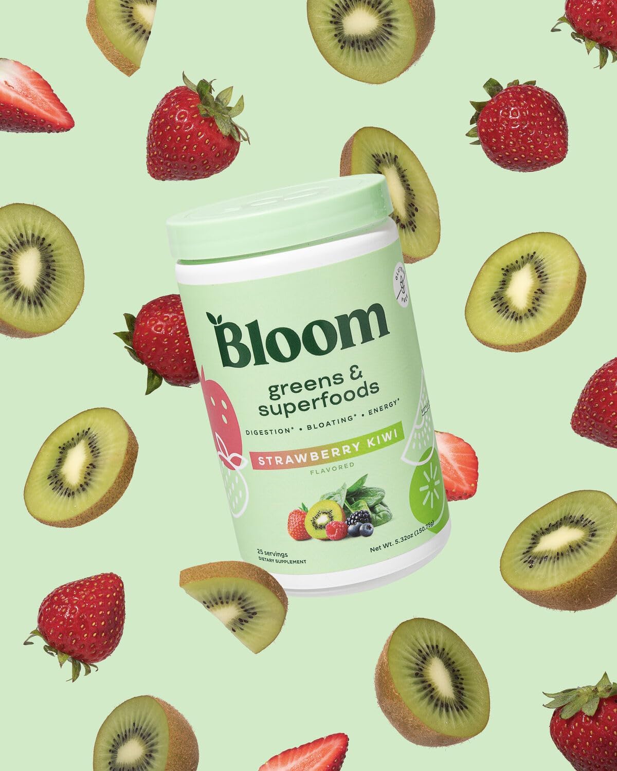 VitaBoost Bloom Greens Superfoods Powder - Probiotics for Digestive Health, Bloating Relief - Women's Digestive Enzymes Gut Health - 25 Servings, Kiwi Strawberry Pack