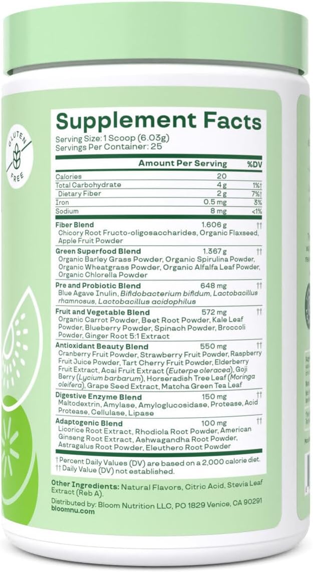 VitaBoost Bloom Greens Superfoods Powder - Probiotics for Digestive Health, Bloating Relief - Women's Digestive Enzymes Gut Health - 25 Servings, Kiwi Strawberry Pack