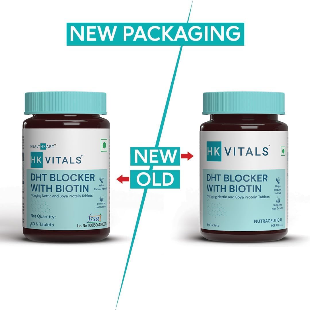 Vital DHT Blocker Tablets with Biotin, Stinging Nettle, and SOYA Protein - Reduce Hair Fall, Stimulate Growth (60 Count)