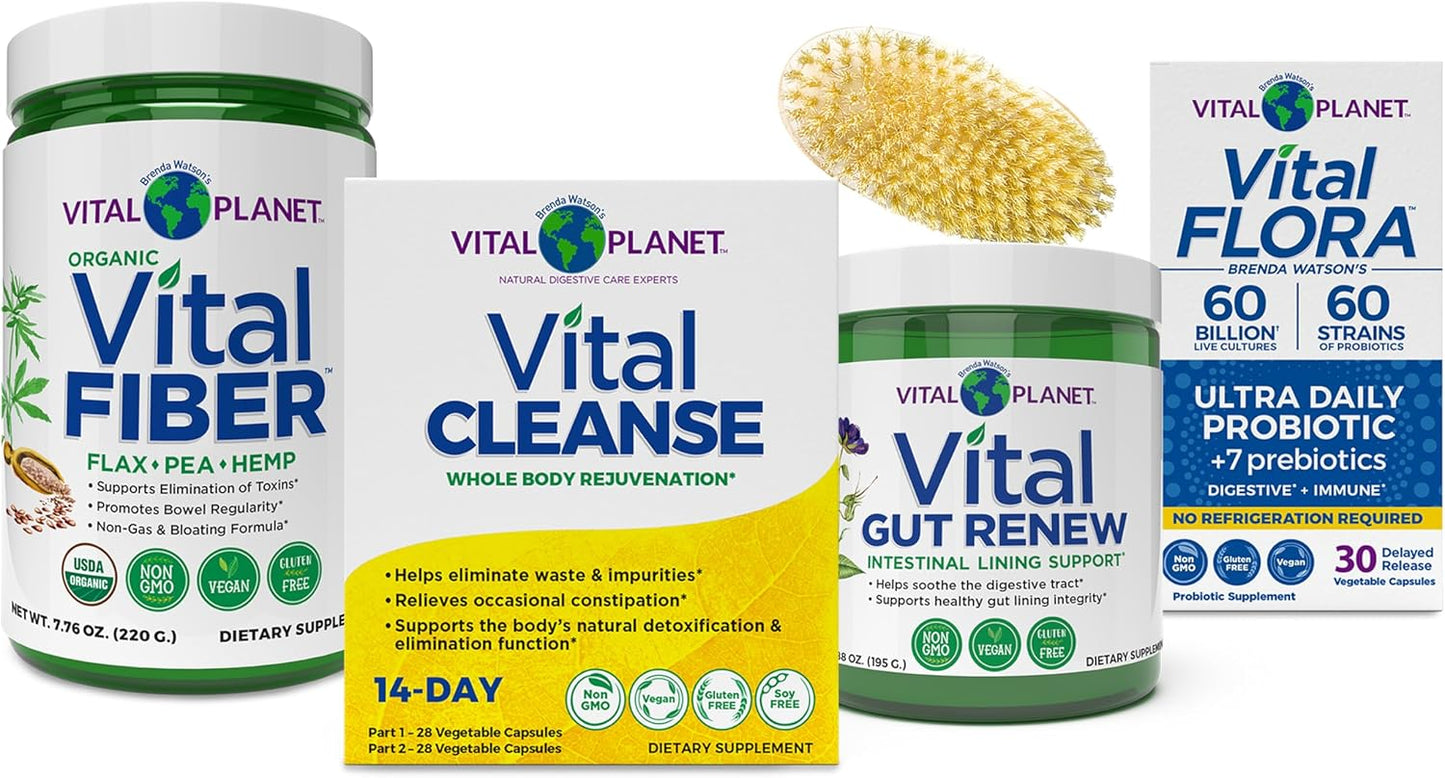 Vital Planet Internal Cleansing Kit: Vital Cleanse 14-Day Program with Fiber, Gut Renew, and Probiotics
