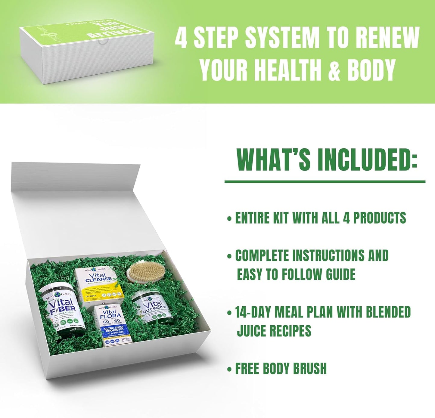 Vital Planet Internal Cleansing Kit: Vital Cleanse 14-Day Program with Fiber, Gut Renew, and Probiotics