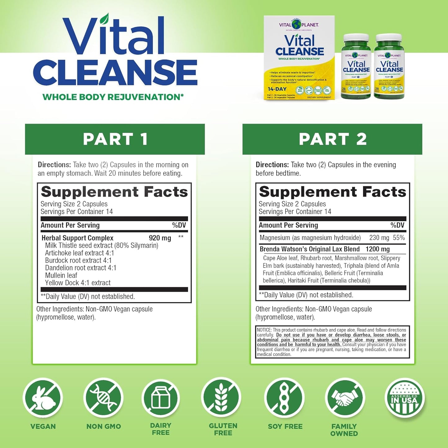 Vital Planet Internal Cleansing Kit: Vital Cleanse 14-Day Program with Fiber, Gut Renew, and Probiotics