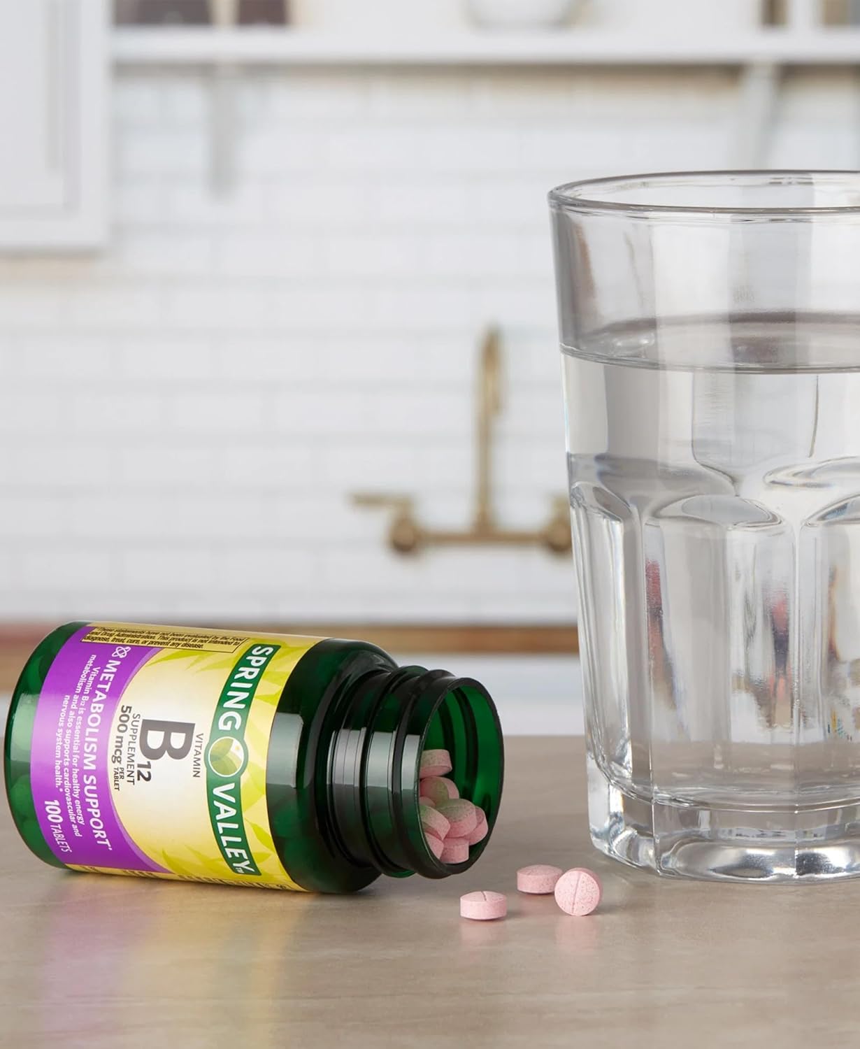Vitamin B12 Tablets 500 mcg - 100 Count for Cardiovascular & Nervous System Health, Energy Support