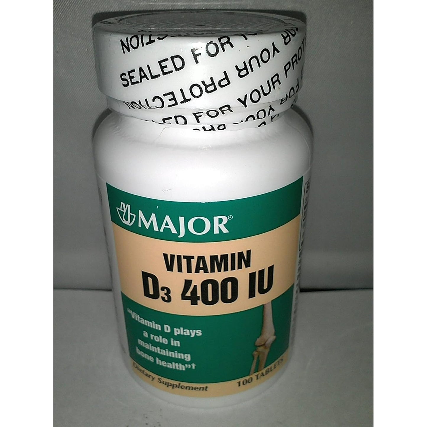 Vitamin D3 Tablet, 400IU, 100 Tablets by Major Pharmaceuticals - 700037