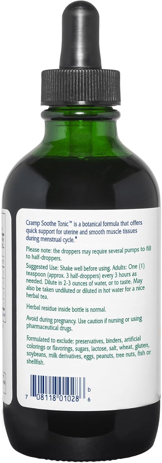 Vitanica Cramp Soothe Tonic - Menstrual Cramp Support with Black Haw Bark, Valerian Root, Ginger Root, Garrya Herb - Alcohol-Free, Vegan Formula - 4 Ounce