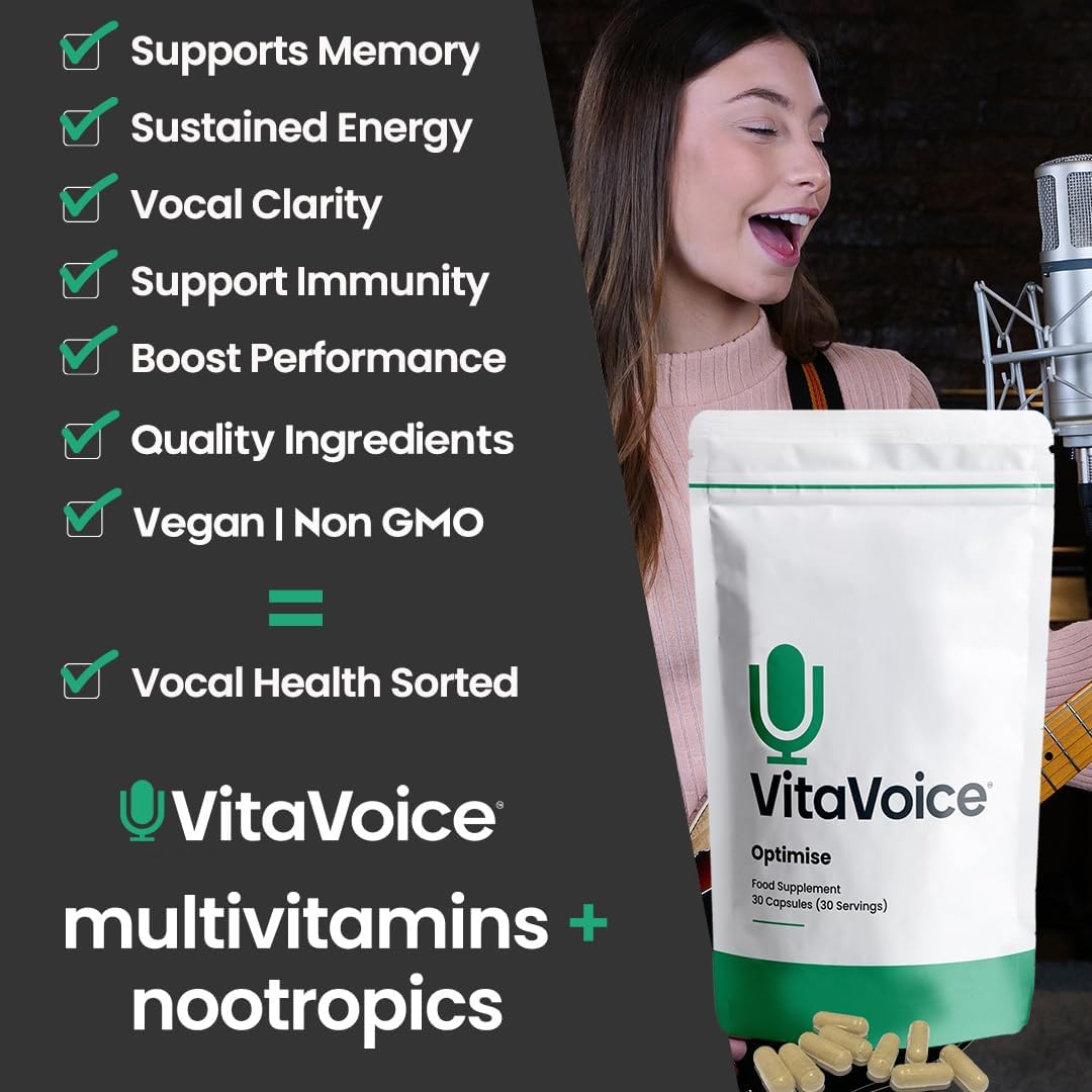 VitaVoice Nootropics & Vitamins for Vocal Health, Wellbeing & Mindset - 30 Capsules