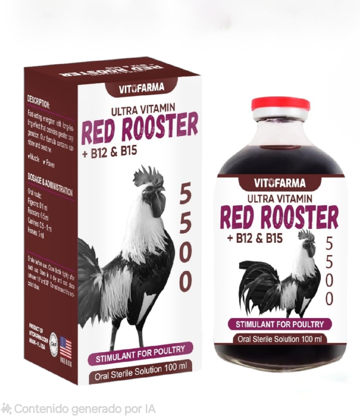 Vitofarma B12 5500 100ml Muscle Mass Support for Roosters - Metabolic Activator Nutritional Supplement