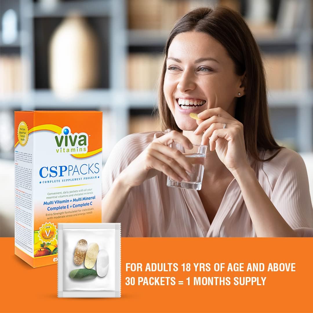 Viva Vitamins CSP Packs: Immunity Boosting Multivitamin & Mineral Supplements for Men & Women - 30 Packs