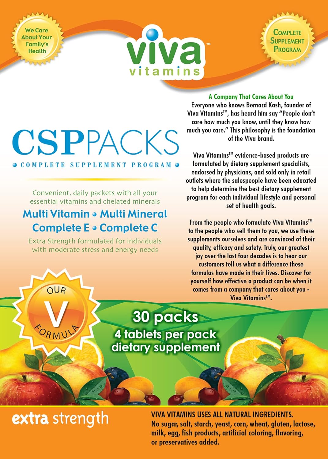 Viva Vitamins CSP Packs: Immunity Boosting Multivitamin & Mineral Supplements for Men & Women - 30 Packs