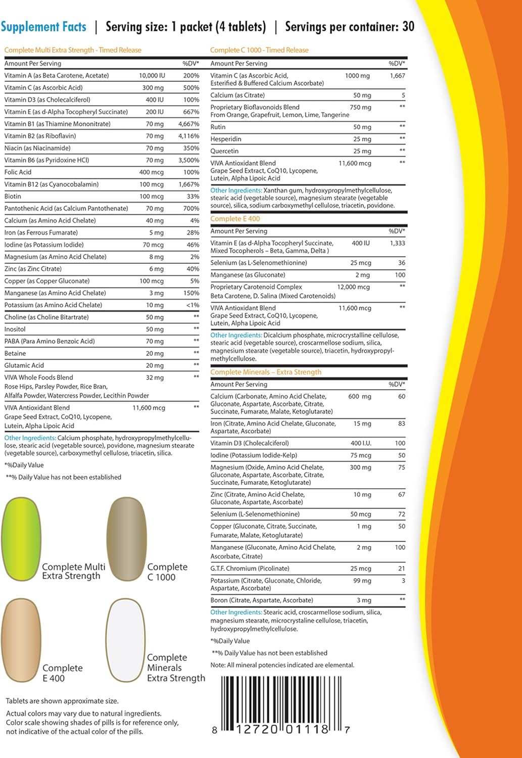 Viva Vitamins CSP Packs: Immunity Boosting Multivitamin & Mineral Supplements for Men & Women - 30 Packs
