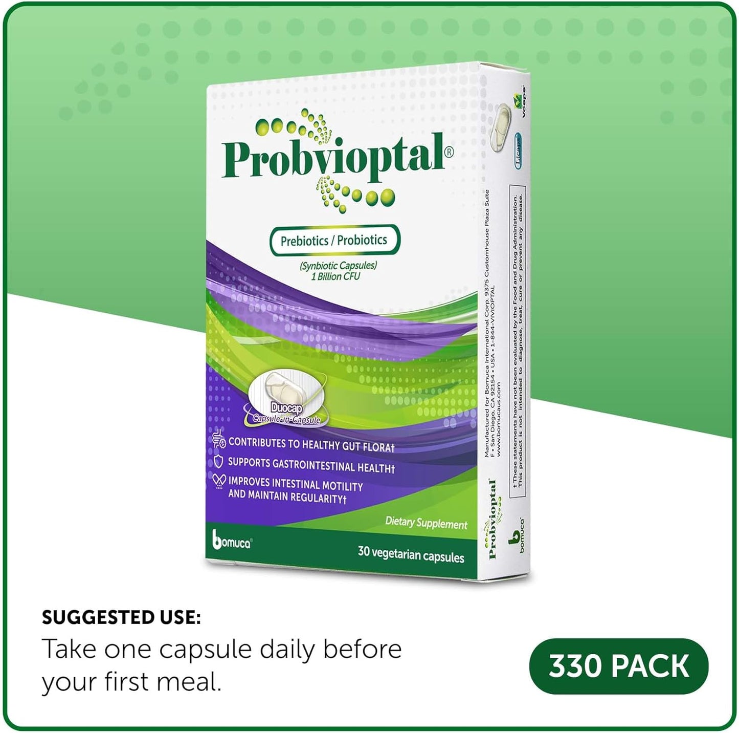 Vivioptal Probiotic and Prebiotic Capsules, 30 Count, 1 Billion CFU, Gluten Free