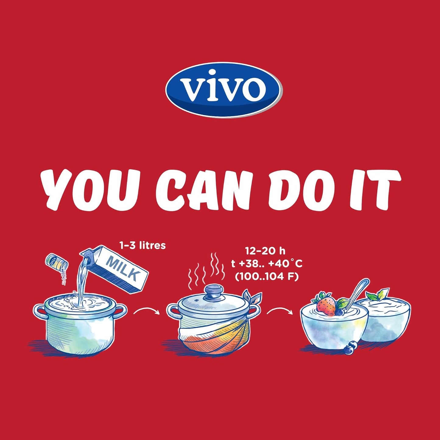VIVO Probiotic Yogurt Starter/Natural - 5 Boxes, 10 Bottles, Makes 30 Quarts
