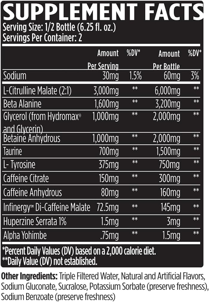 VMI Sports KXR High Stimulant Pre-Workout Energy Drink - 400mg Caffeine, 6g Citrulline, 3.2g Beta-Alanine, Blue Gummy Flavor - 12.5 oz Bottles, 12 Count
