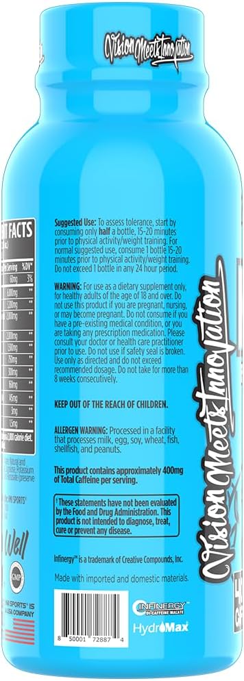 VMI Sports KXR High Stimulant Pre-Workout Energy Drink - 400mg Caffeine, 6g Citrulline, 3.2g Beta-Alanine, Blue Gummy Flavor - 12.5 oz Bottles, 12 Count