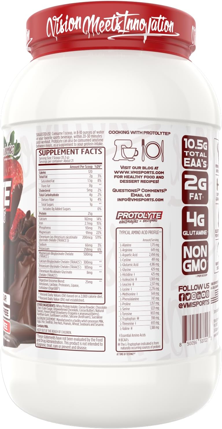 VMI Sports Protolyte Whey Isolate Protein Powder - Low-Calorie 100% Whey Protein Isolate, Non-GMO, Low Sugar, Lactose Free, Gluten Free