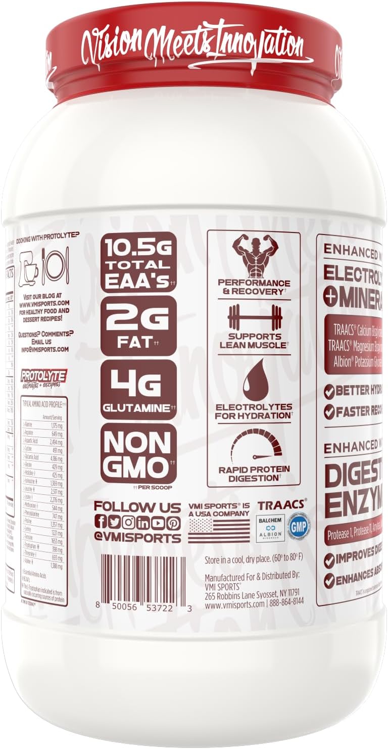 VMI Sports Protolyte Whey Isolate Protein Powder - Low-Calorie 100% Whey Protein Isolate, Non-GMO, Low Sugar, Lactose Free, Gluten Free