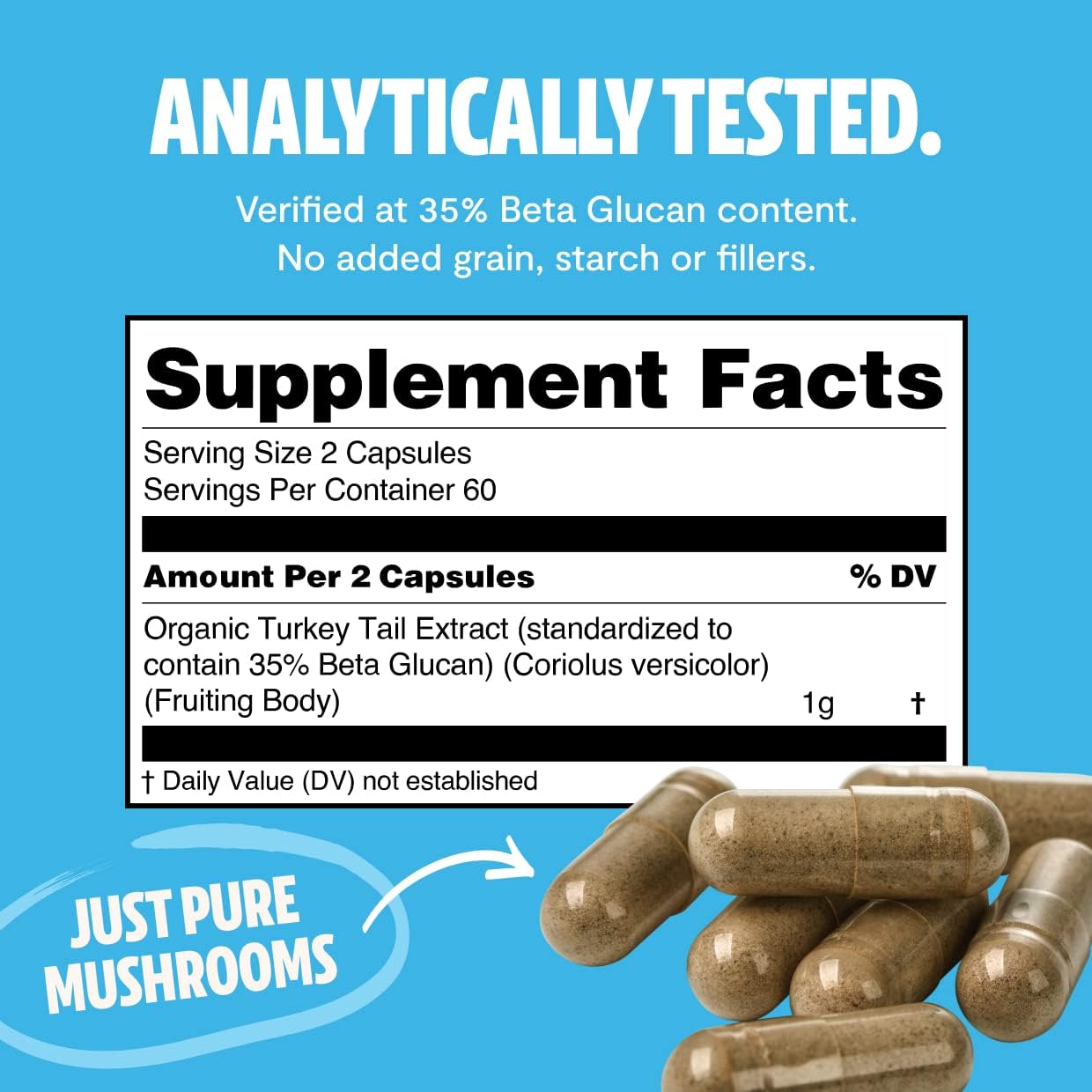 Wellness Duo: Reishi 14,000mg + Turkey Tail 10,000mg Capsules for Longevity, Immune & Digestive Health (120 Count)