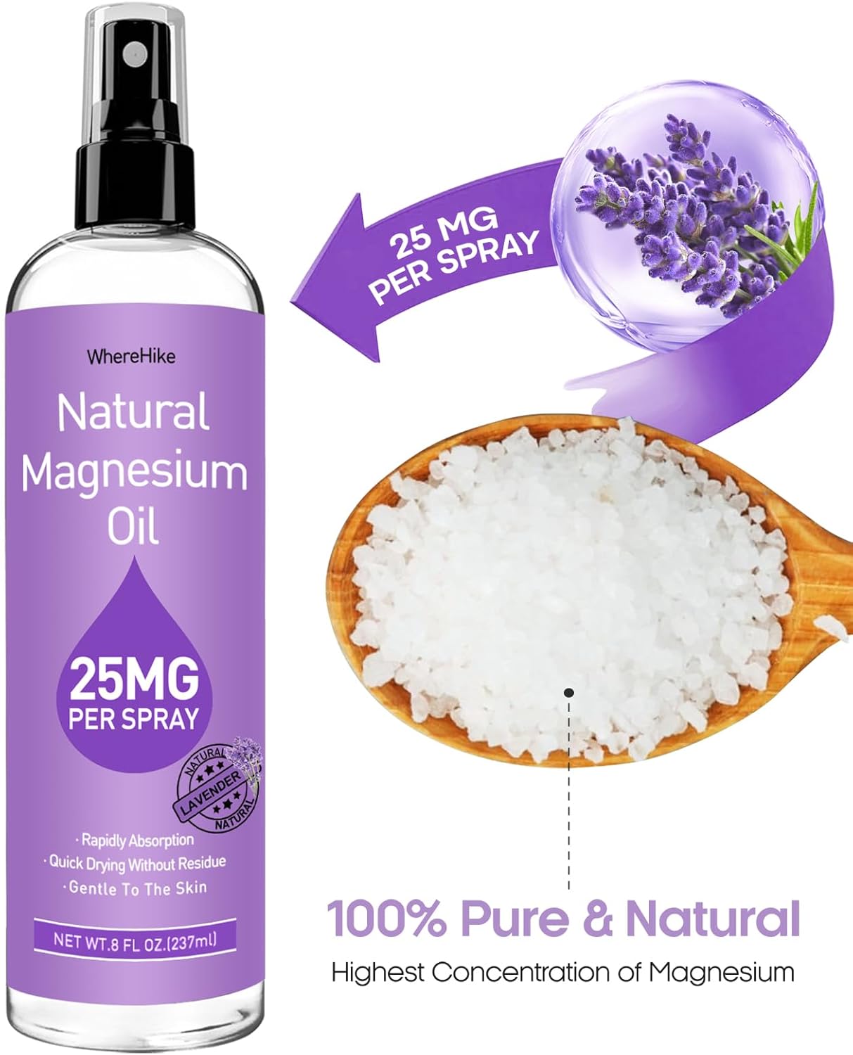 WhereHike Nighttime Magnesium Cream for Pain Relief, Muscle Relaxation, and Deep Hydration - Natural & Safe for Kids