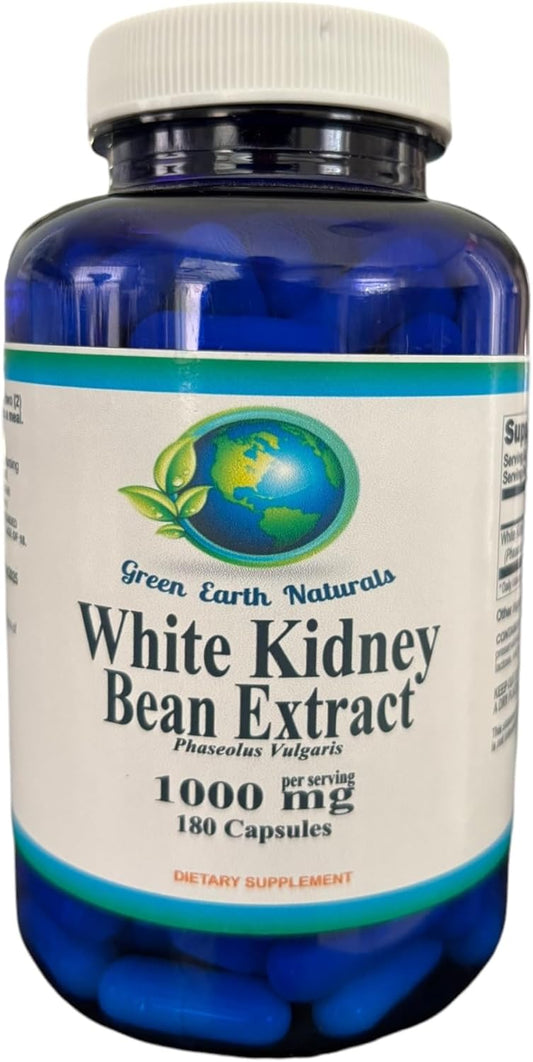 White Kidney Bean Extract Capsules - 1000mg per Serving - 180 Count by Green Earth Naturals