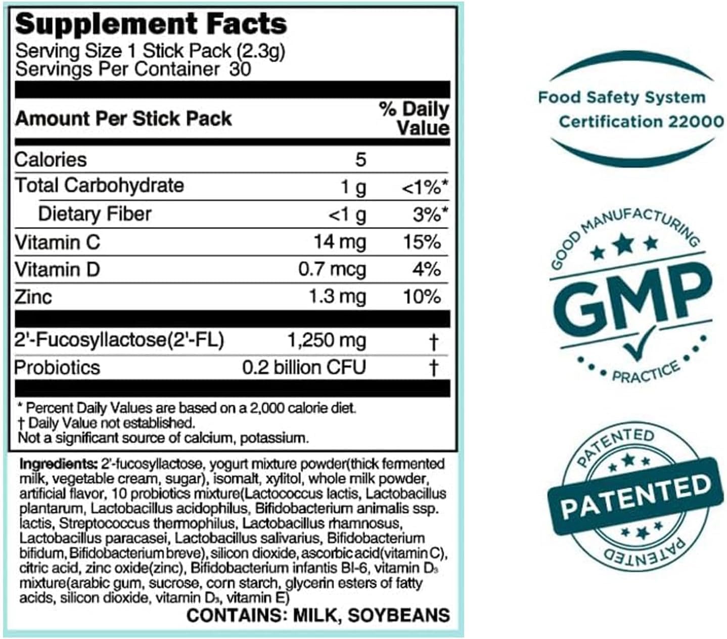 Whole Family Gut Health & Immune Support Probiotic Sticks with Vitamin C, D, Zinc - Improve Cognitive Ability & Sleep Quality - 30 Daily Servings