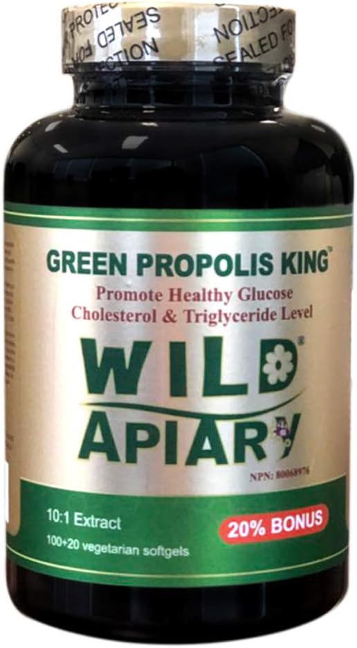 Wild Brazilian Green Bee Propolis King Softgels - 120 Capsules, Vegetarian, Alcohol-Free, Wax-Free, Sugar-Free