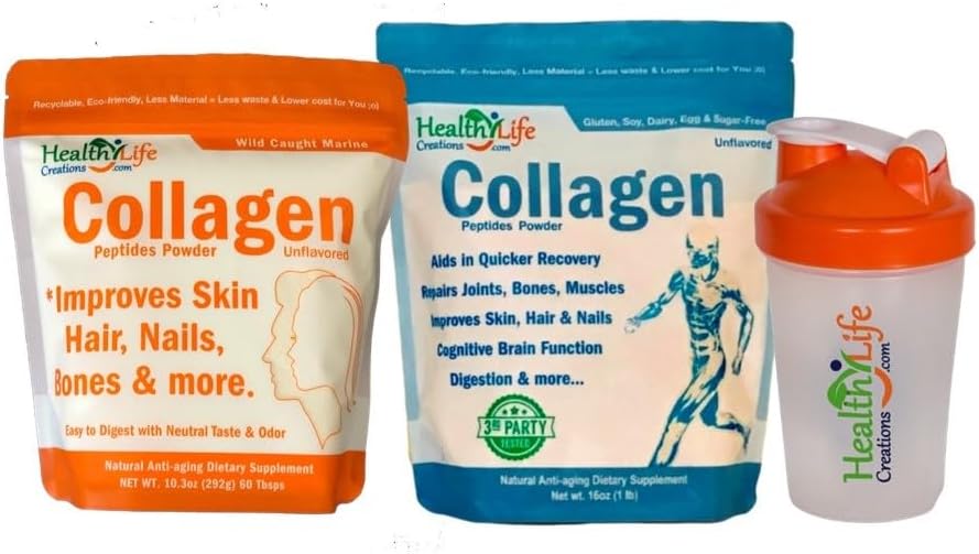 Wild Caught Marine Collagen Peptides Powder - 10.3 oz, Unflavored, Quick Dissolving - Anti-Aging, Gut & Joint Health - Sugar Free, Gluten Free, Non-GMO