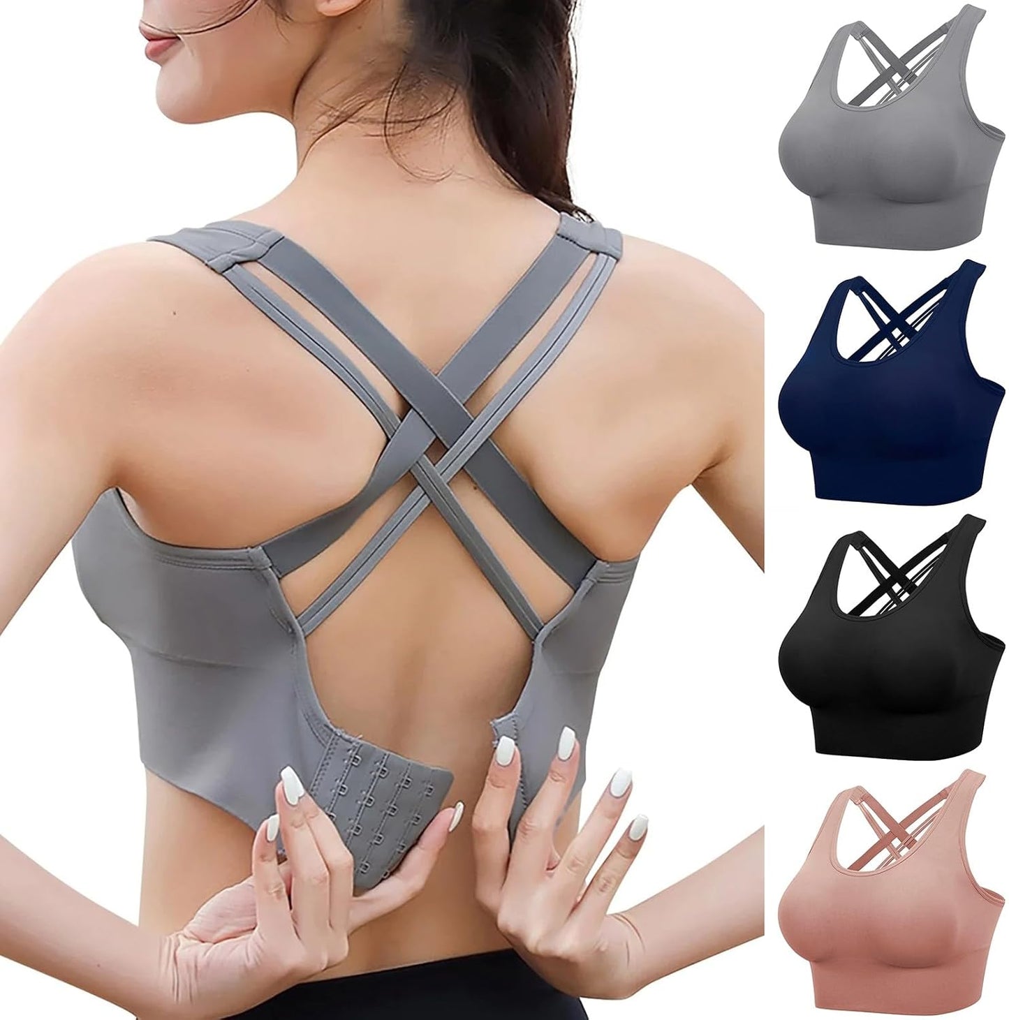Wirefree Racerback Sports Bra for Women | High Impact & Support Push-Up Bralette for Running & Workouts