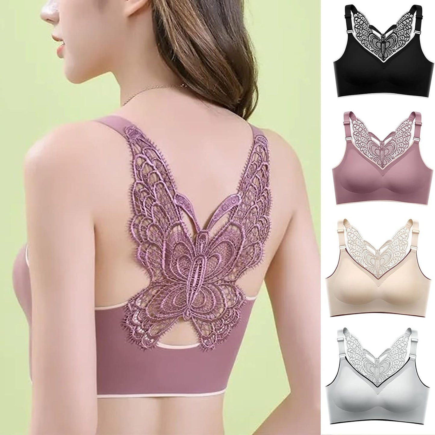 Wireless Front Push Up Sports Bra for Large Breasted Women - Full Coverage, High Support, and Lift