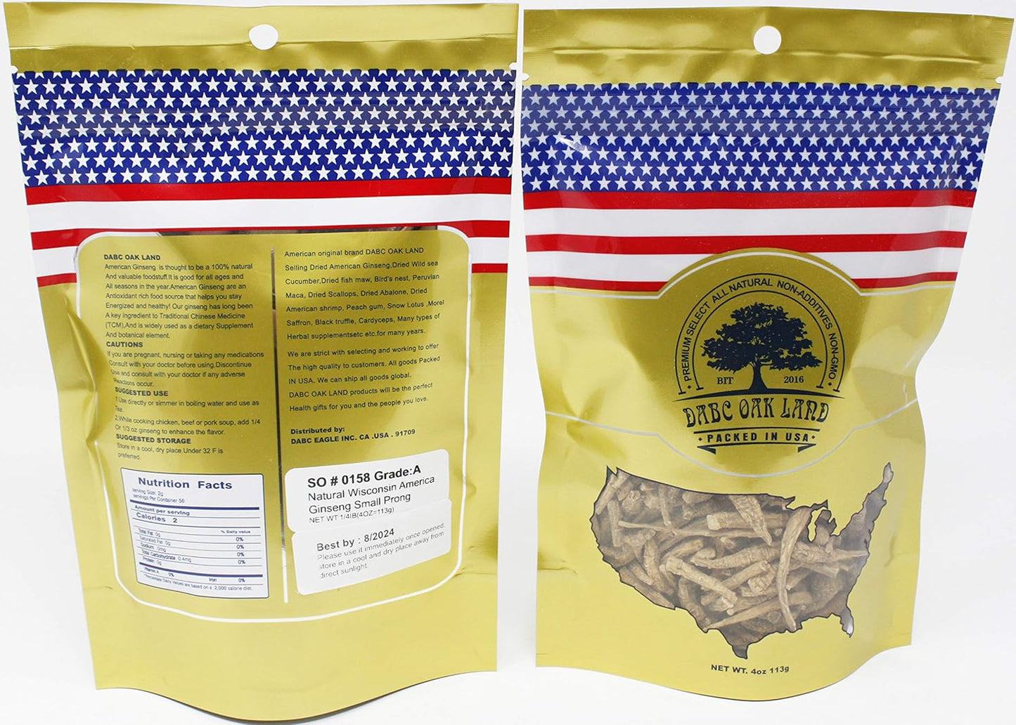 Wisconsin American Ginseng Branch Tea Bags - Small 4oz/Bag*2 - DABC Oak Land Dol Ginseng Branch Tea