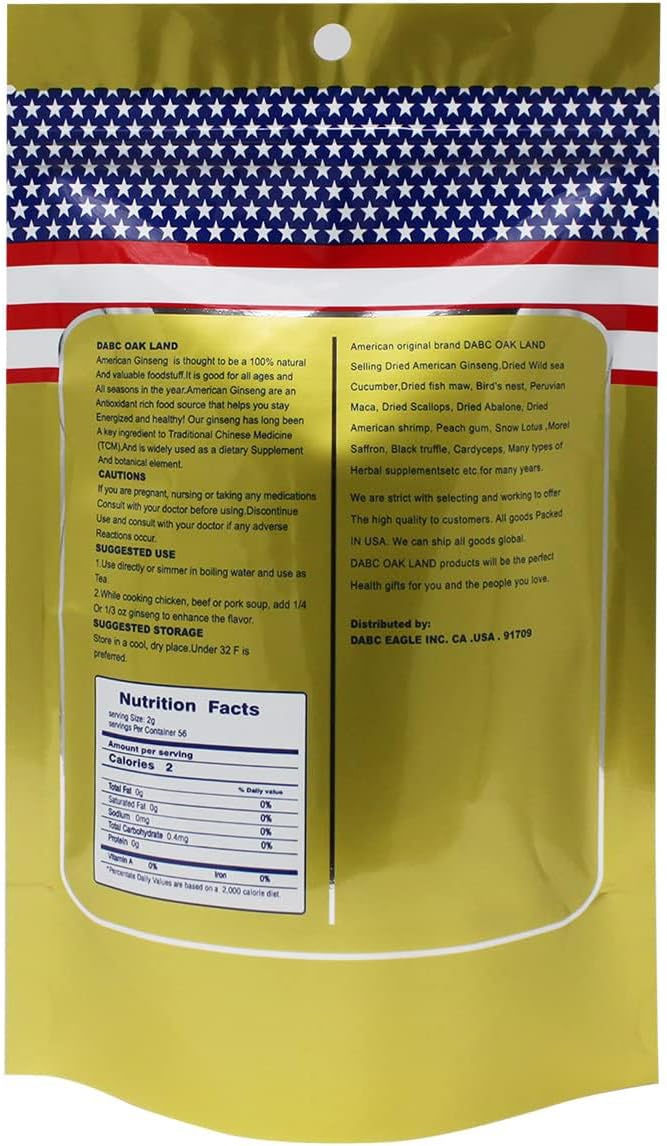 Wisconsin American Ginseng Roots Tea 4oz - Hand-Selected A Grade Cultivated Roots from DABC OAK LAND