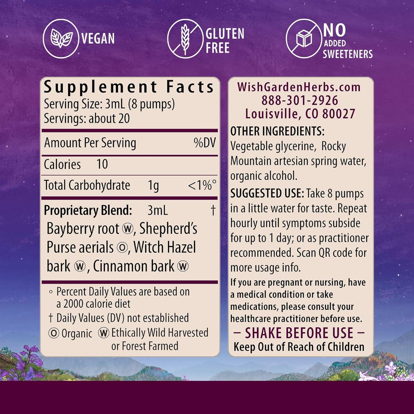 WishGarden Herbs Flow Stopper Lingering Cycle Herbal Formula - Shepherd's Purse & Witch Hazel, 4oz