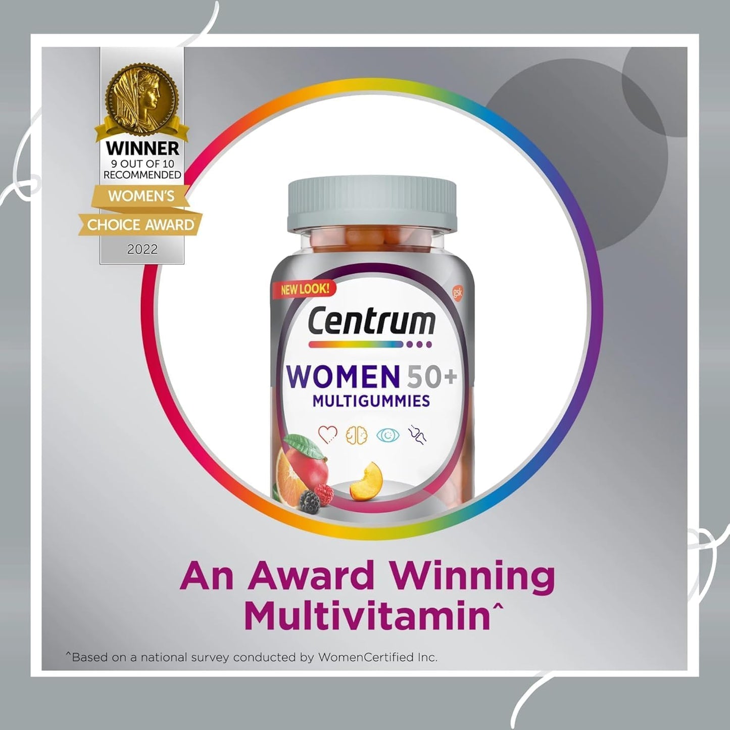 Women's 50+ Multivitamin Gummies - Assorted Fruit Flavors, 140 Count