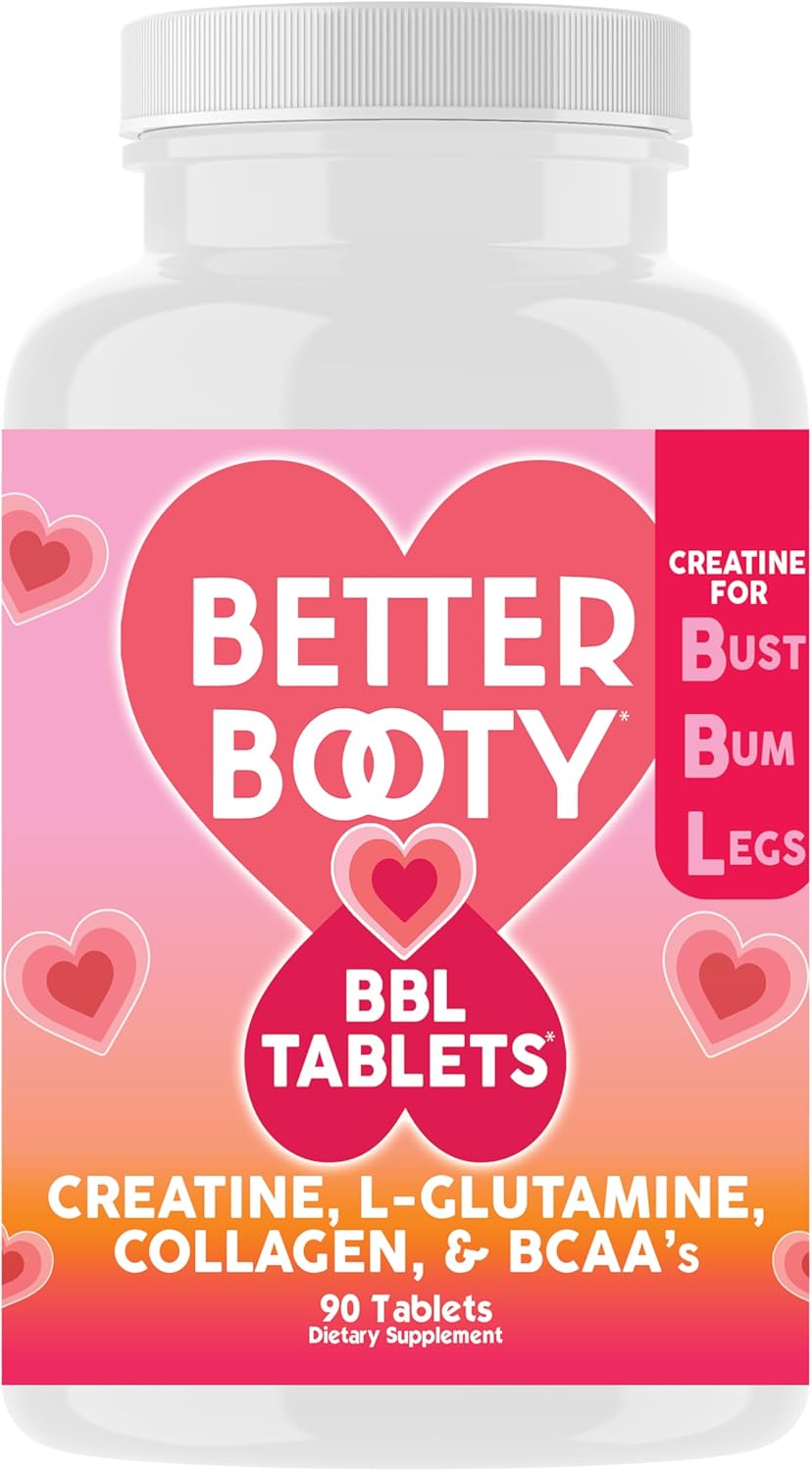 Women's Better Booty Creatine Combo: BBL Tablets (90ct) with Glutamine, BCAA's, Collagen - Creatine & Glutamine Drink Mix