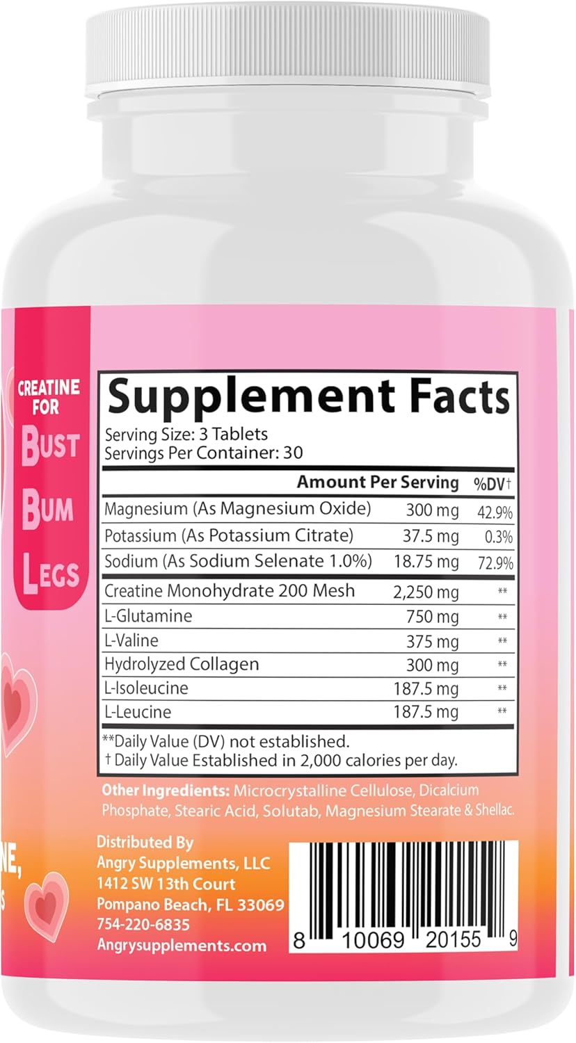 Women's Better Booty Creatine Combo: BBL Tablets (90ct) with Glutamine, BCAA's, Collagen - Creatine & Glutamine Drink Mix