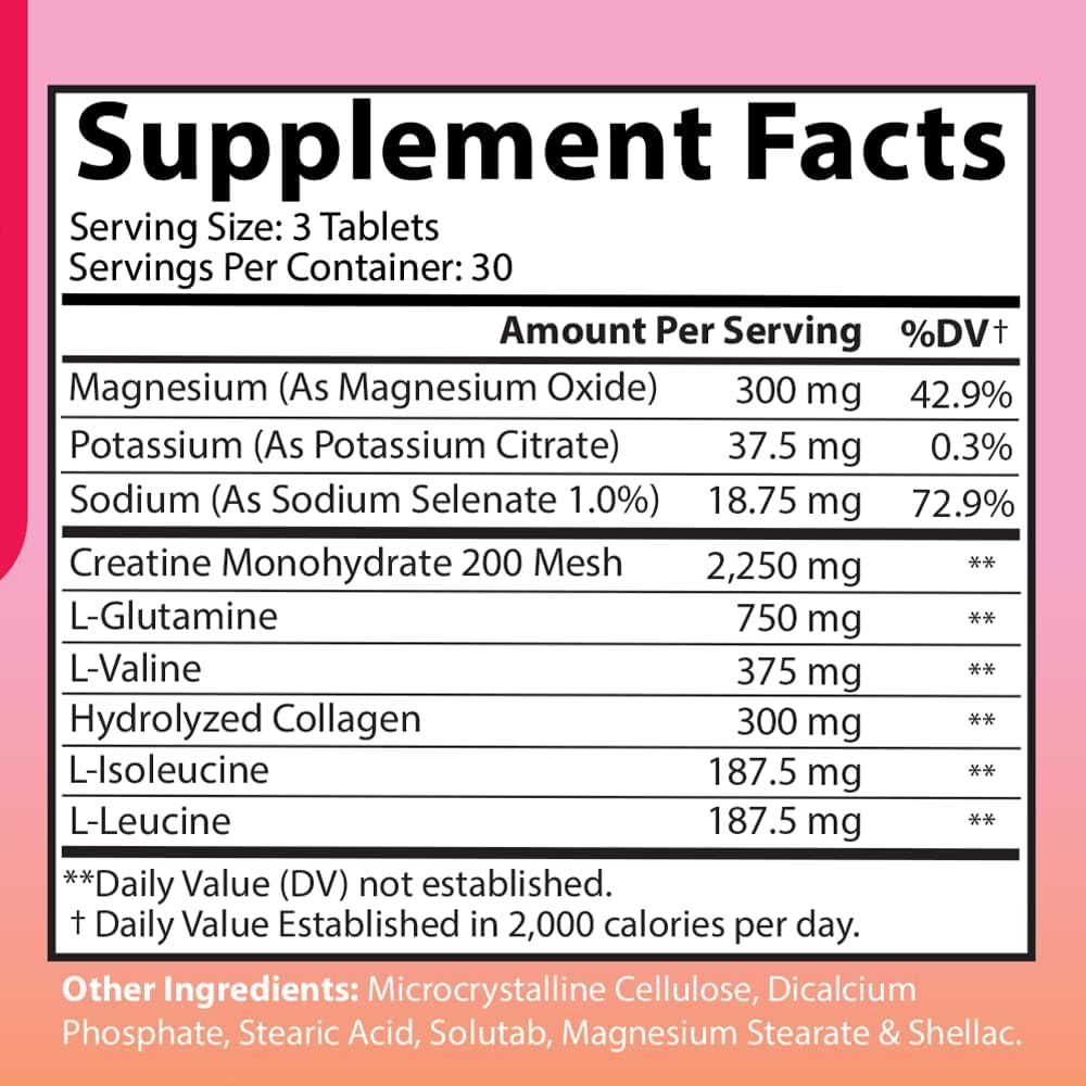 Women's Better Booty Creatine Combo: BBL Tablets (90ct) with Glutamine, BCAA's, Collagen - Creatine & Glutamine Drink Mix
