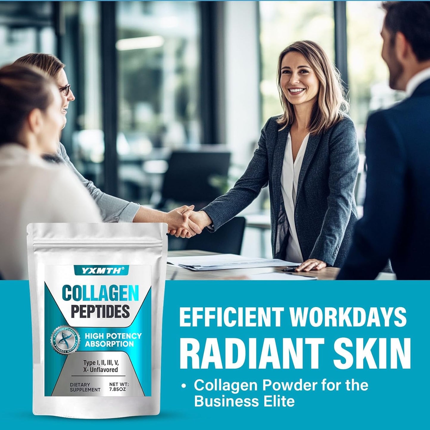 Women's Collagen Peptides Powder with Biotin & Vitamin C for Hair, Skin, and Joint Support - Easy to Mix Drink Supplement 7.85oz