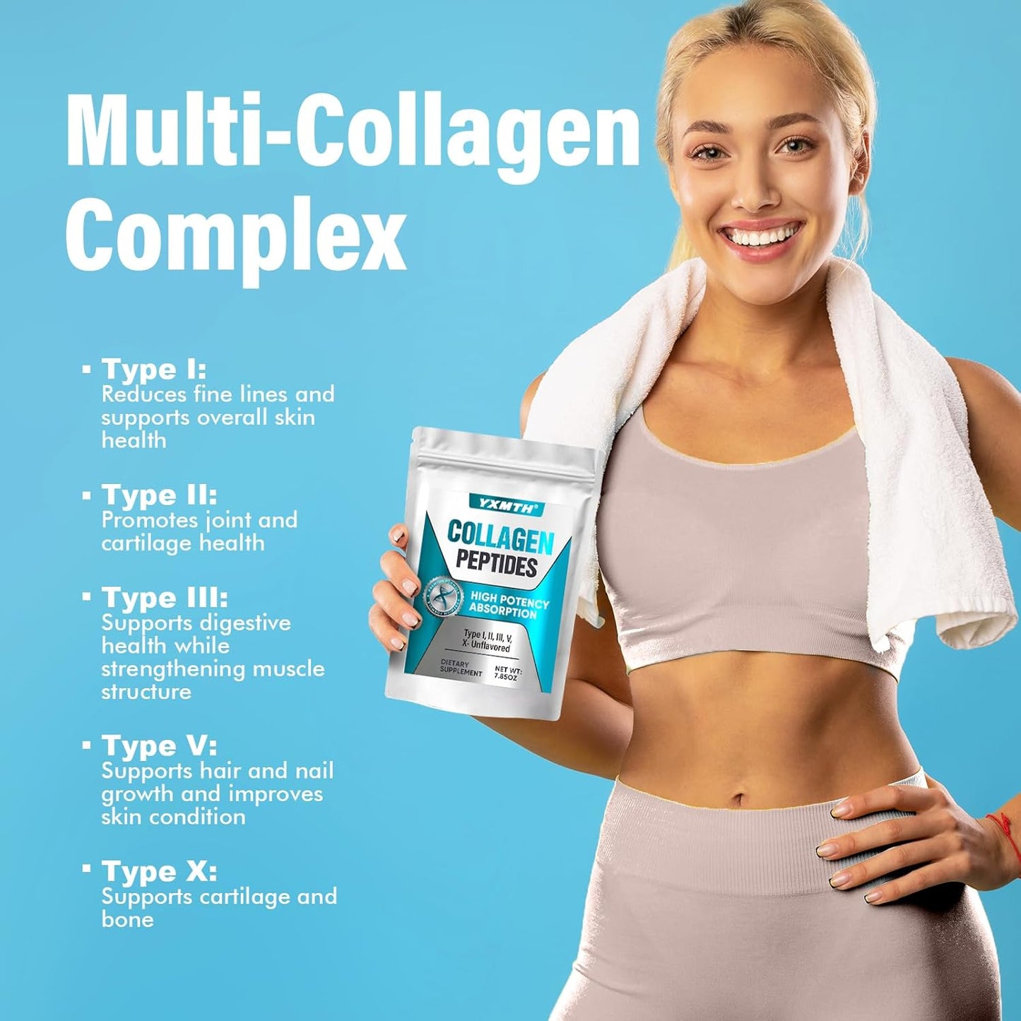 Women's Collagen Peptides Powder with Biotin & Vitamin C for Hair, Skin, and Joint Support - Easy to Mix Drink Supplement 7.85oz