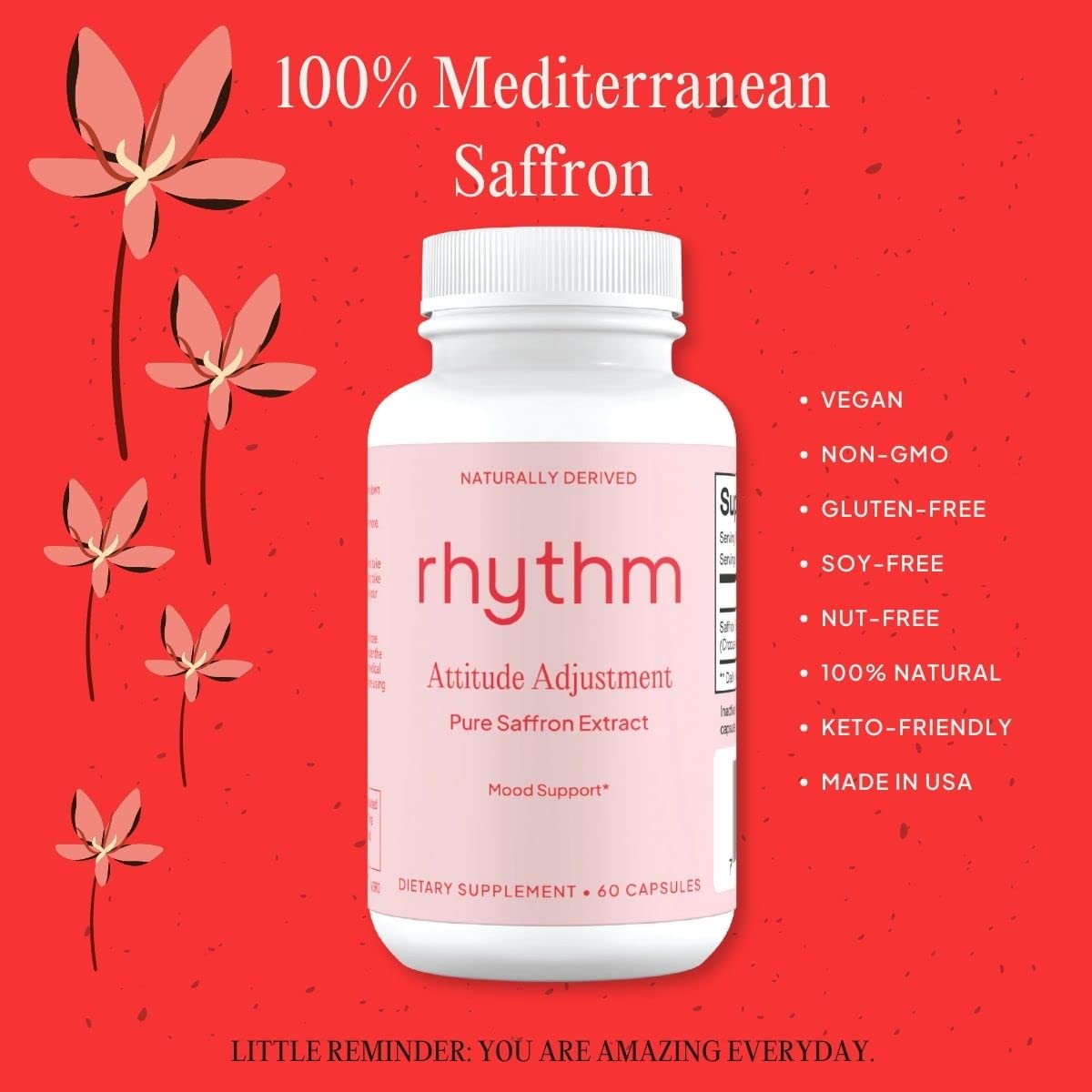 Women's Daily PMS Support Supplement with Pure Saffron Extract - 60 Capsules