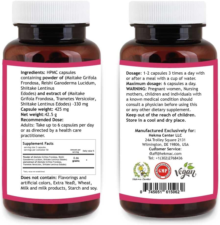 Women's Daily Supplement - Mushroom Blend for Health, Energy, Mood, Hair, Skin, Nails - Best Extracts for Females - 100 Capsules