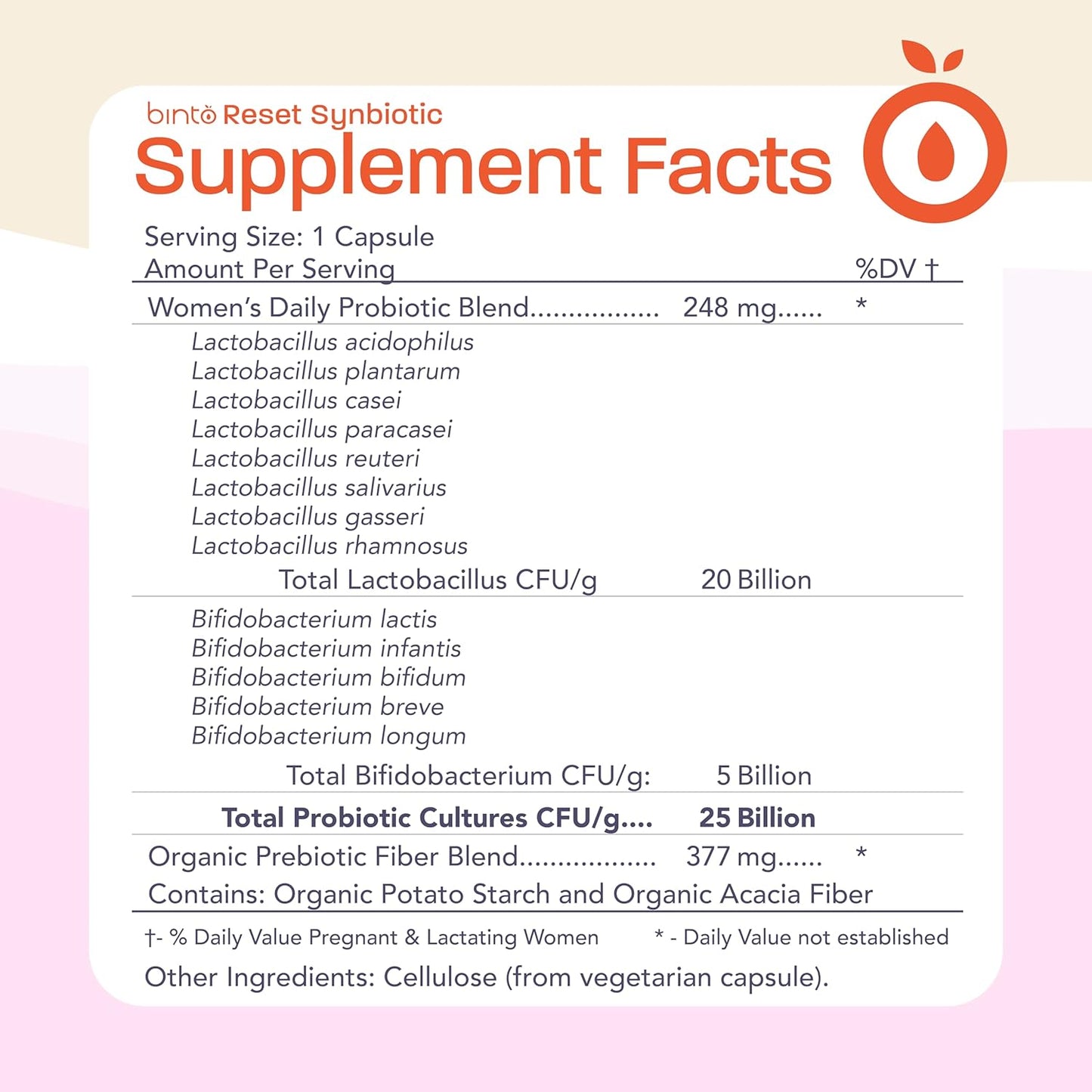 Women's Digestive Health Supplement with Pre and Probiotics - Boost Immunity and Gut Flora Balance - Binto Reset Synbiotic (30-Day)