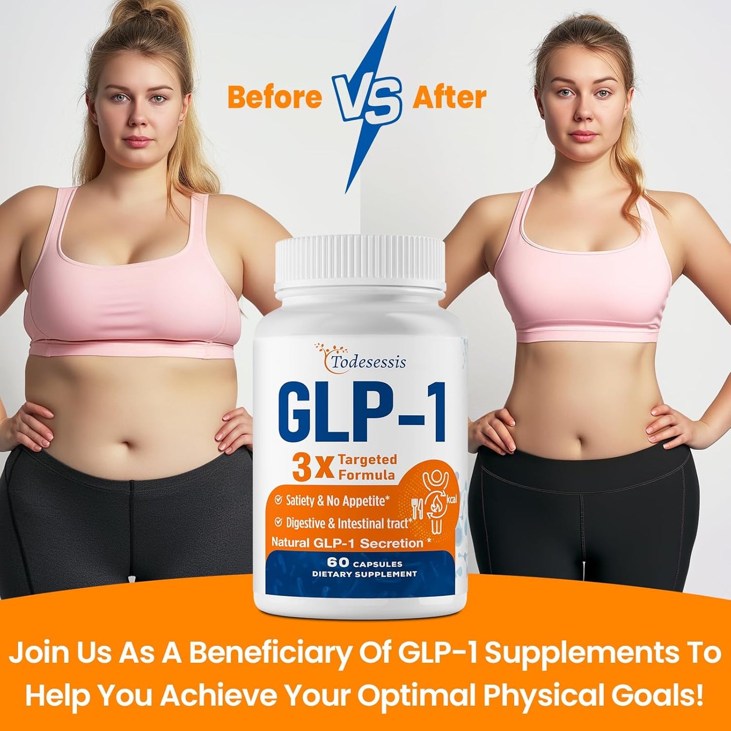 Women's GLP-1 Supplement with Akkermansia Probiotic & Berberine HCI - Metabolism & Gut Health Support - Vegan - 2 Packs